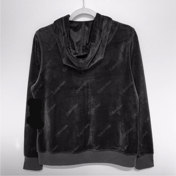 Calvin Klein Velour Zip-Up Hoodie with Embossed Logo & Pockets - NWOT - Picture 5 of 9